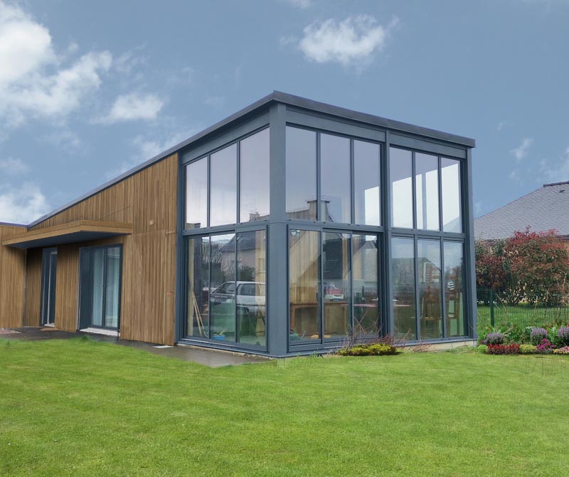 vue intérieure d'une véranda bois