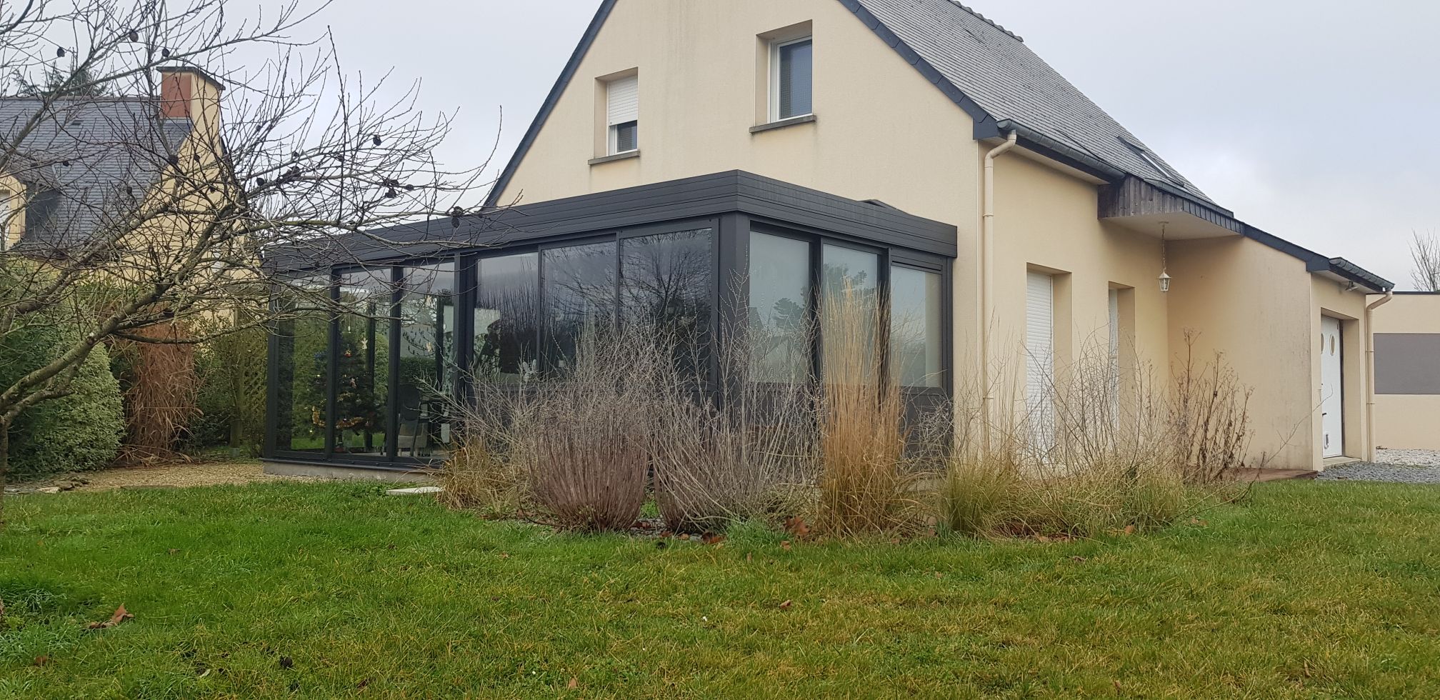 Véranda aluminium gris anthracite