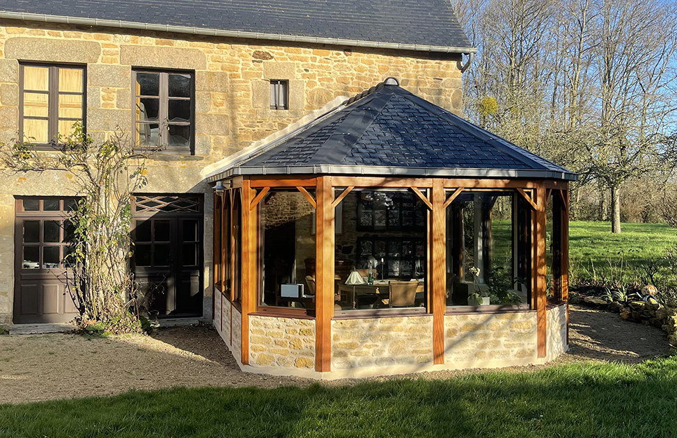 véranda bois ardoise près de dinan